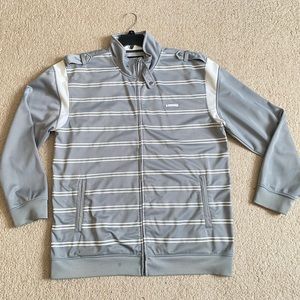 Ecko Unltd Sweatshirt Rhino Logo Gray Stripped Zip Up